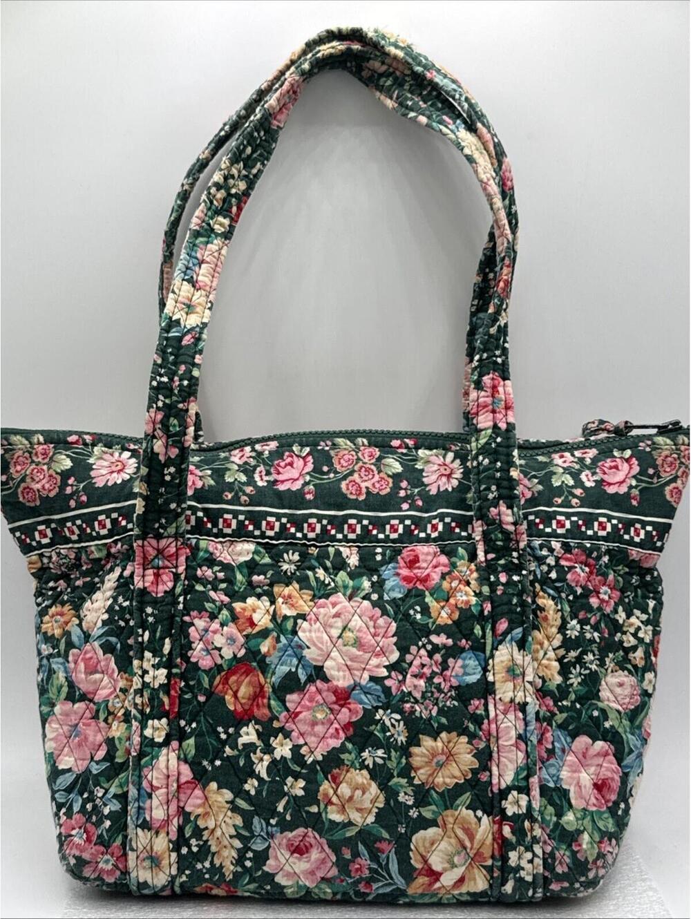 Vintage Vera Bradley Indiana Springtime 1993 Tote Bag Retired Floral Green